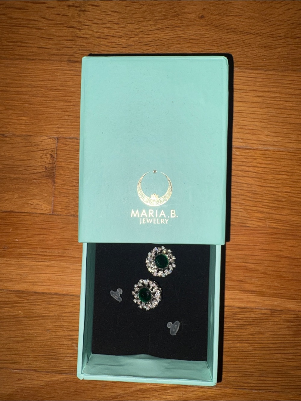 MARIA.B. Emerald Green Halo Stud Earrings
